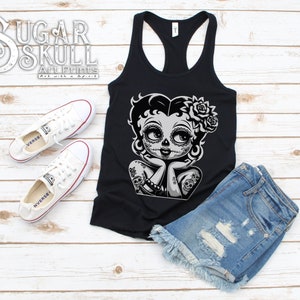 Playful Betty Boop Sugar Skull Tank, Ideal for Summer Days