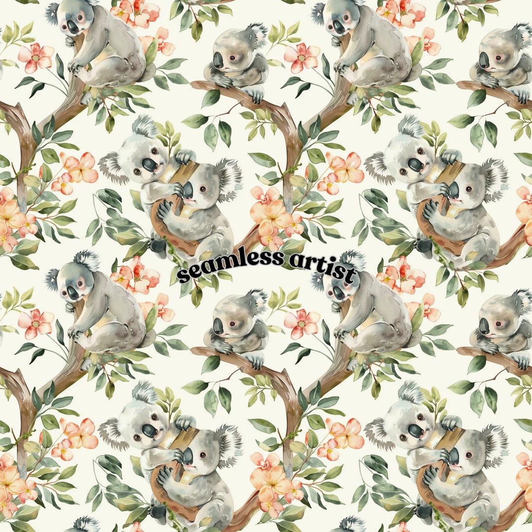 Cute Koala Jungle Animal Seamless Pattern Digital Download Unlimited ...
