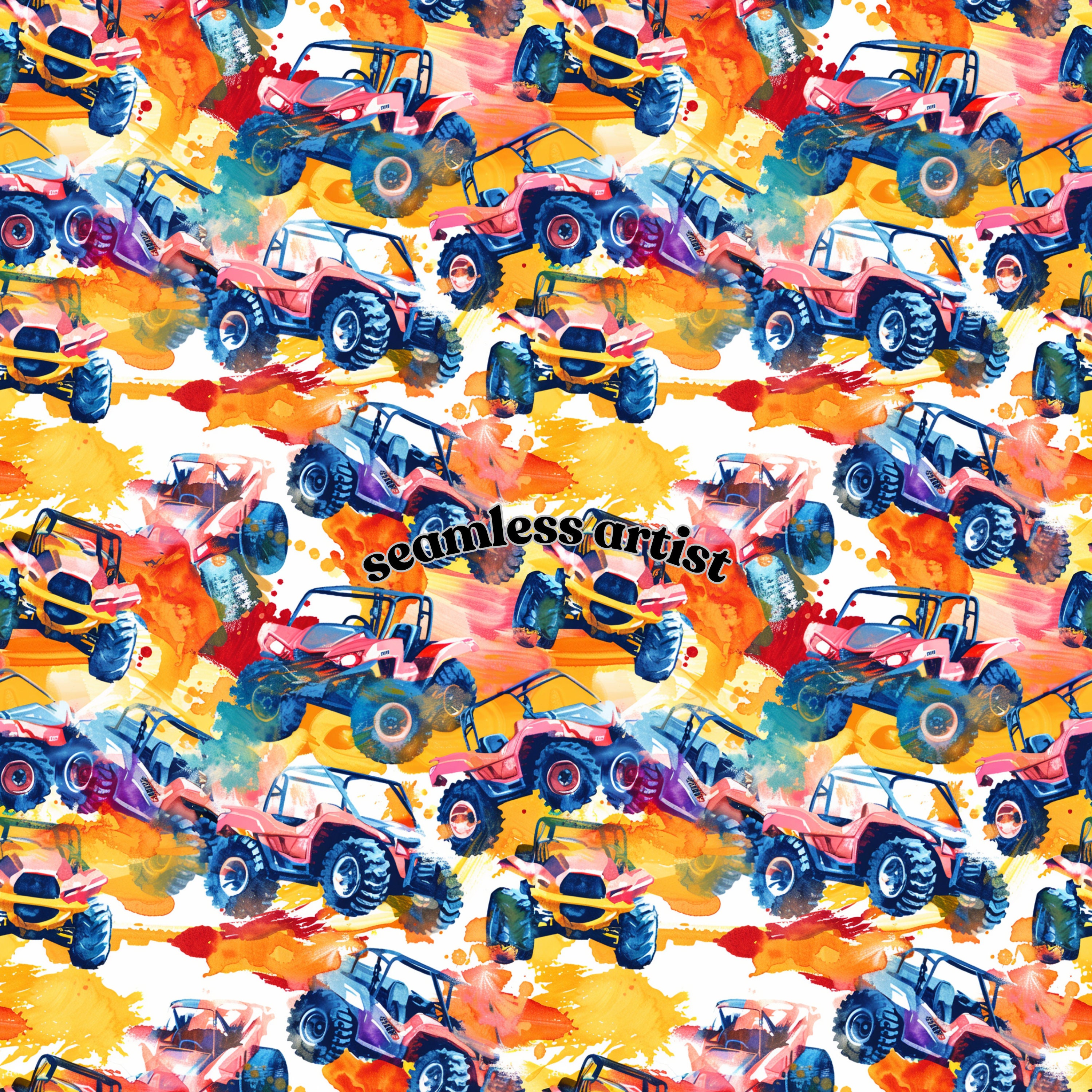 ATV Wheels Monster Truck Seamless Pattern | Digital Download ...