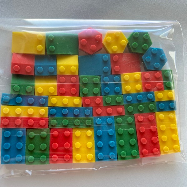 40 Pack of Edible Building Bricks/Lego Cake Toppers.