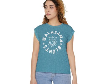 Funny 420 Yoga Tank Top 'Balasana & Blunts' - Flowy Loose Muscle Shirt - Love Pot Weed Workout Tanktop - Namaste Meditation - Sarcastic Yogi