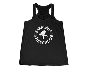 Funny Yoga Tank Top 'Bakasana & Boundaries' - Loose Flowy Workout Racerback Tank Top Meditation Namaste Love Yoga Crow Pose - Sarcastic Yogi