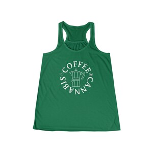 Funny Workout Tank Top 'Coffee & Cannabis' - Yoga Pilates Fitness Loose Flowy Racerback Tank Top 420 Cannabis Weed Pot Shirt Sarcastic Yogi