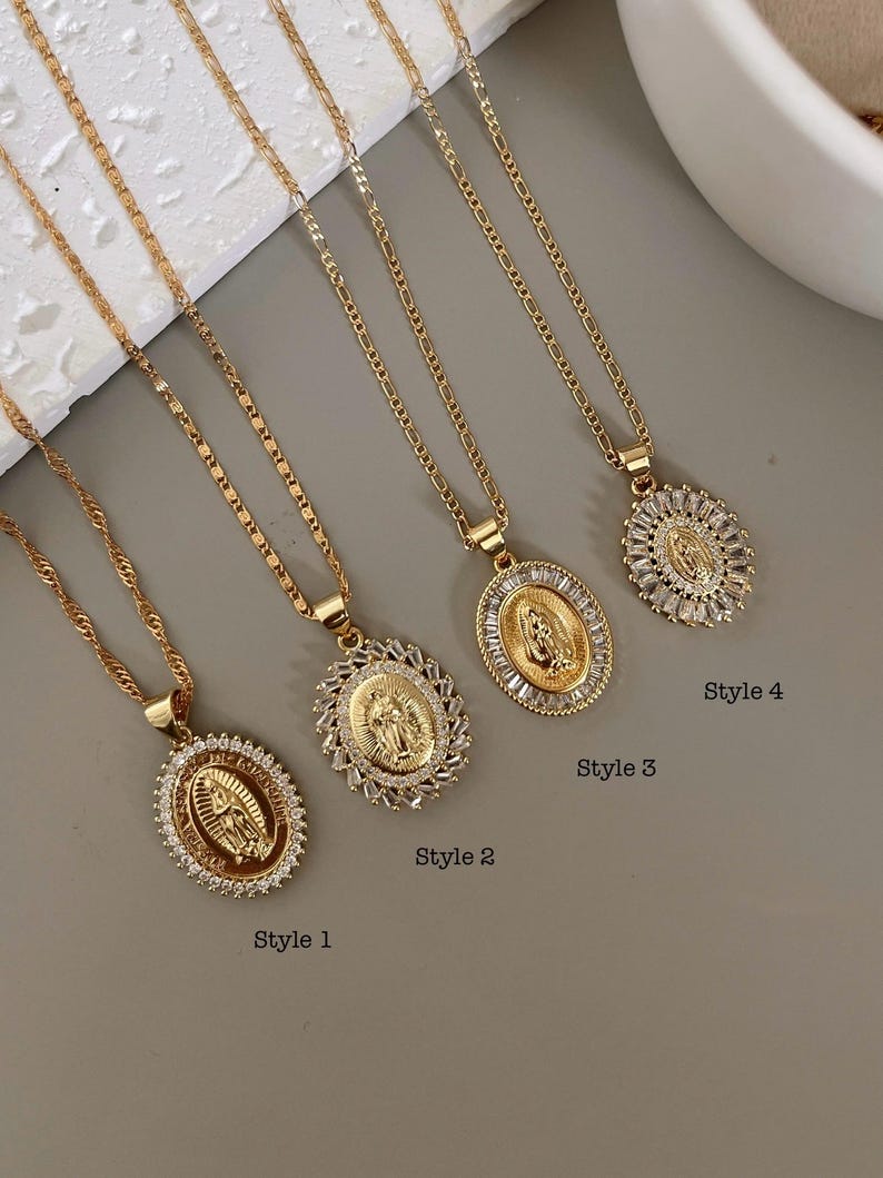 Our Lady of Guadalupe Necklace: 14K Gold Filled Virgin Mary Zirconia ...