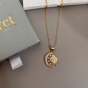 Sun and Moon Necklace, Gold Sun and Moon Gift