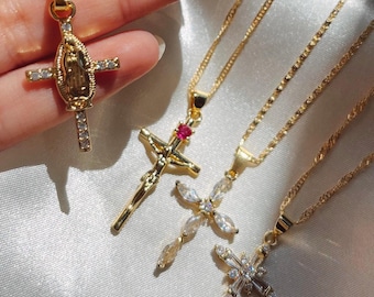 Gold Filled Cross Necklace: Religious Pendant