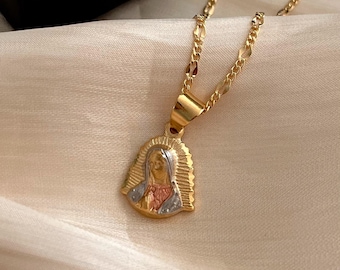 18K Gold Filled Virgen de Guadalupe Medal Necklace