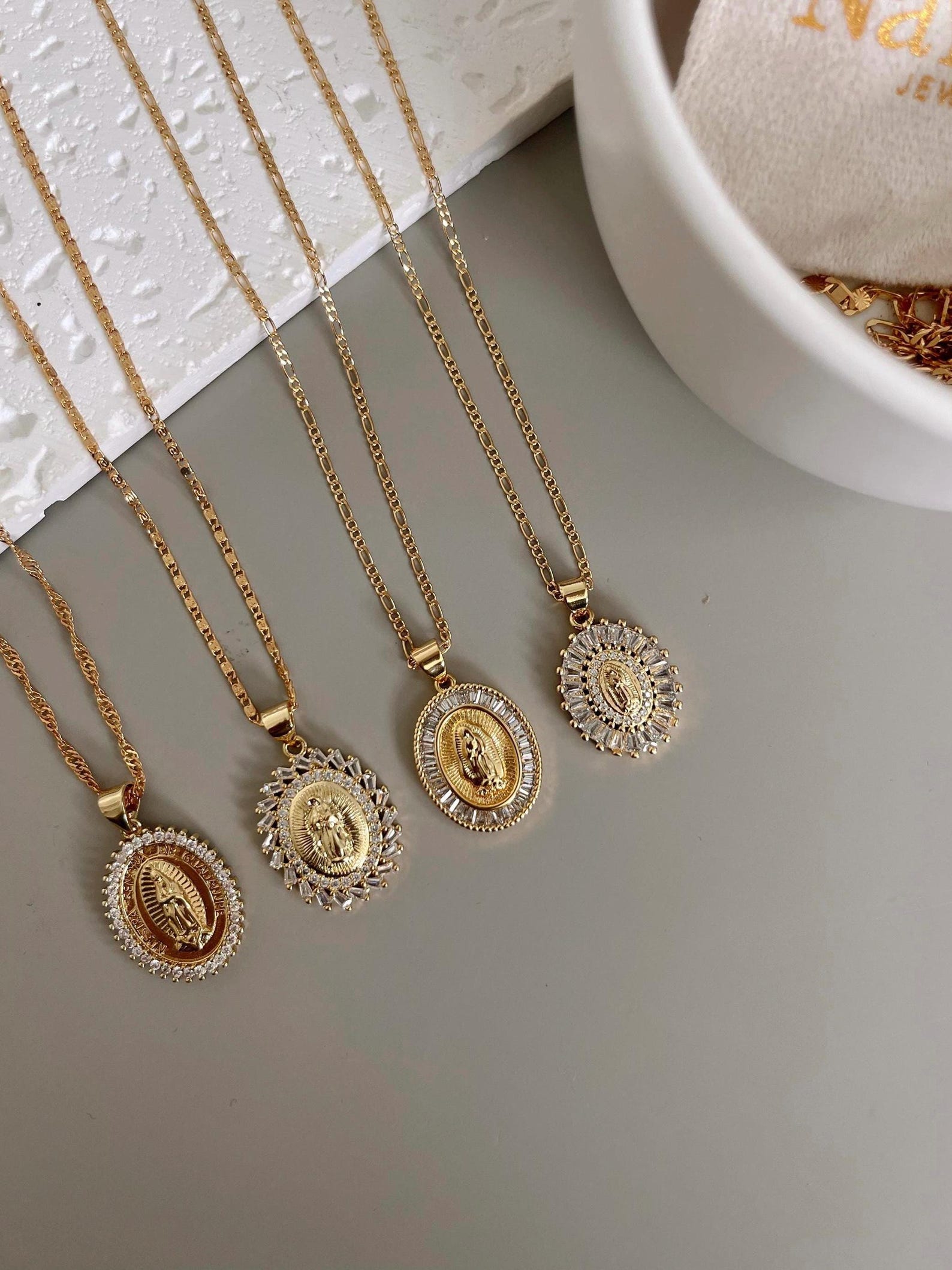 Our Lady of Guadalupe Necklace: 14K Gold Filled Virgin Mary Zirconia ...