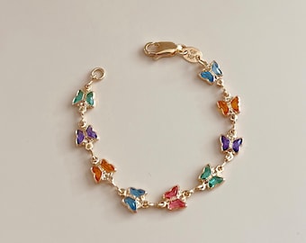 18K Gold Filled Baby Bracelet, Cute Butterfly Design