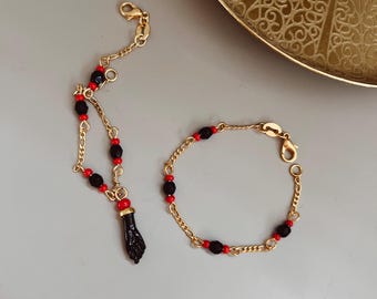 Bracelet pour bébé Azabache, Bracelet pour bébé en or rose 18 carats