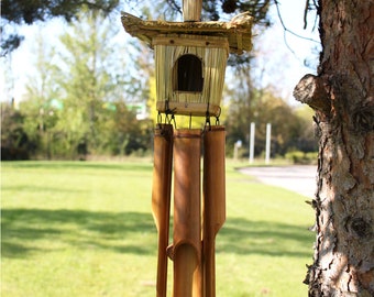 Carillon éolien pour cabane d'oiseaux Boho, carillon éolien en jonc de mer