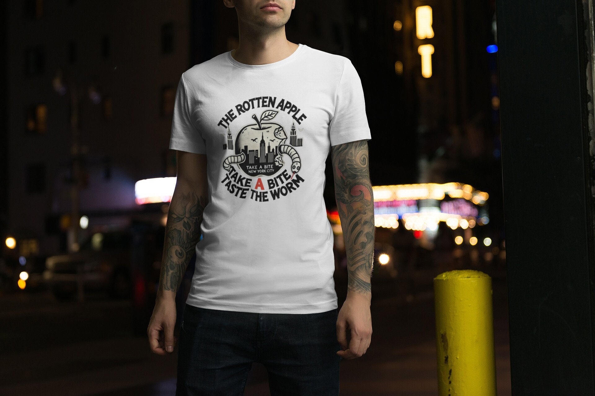 Rotten Apple NYC T-shirt – Grungy New York Skyline Tee - Etsy