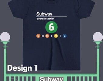 Custom NYC Subway Birthday Tee- Choose Your Design Front Back Or Both Kids Custom Birthday Shirt, New York City Shirt Gift