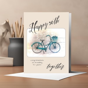 Carte imprimable du 50e anniversaire pour des amis ou des parents - Carte de félicitations en téléchargement numérique pour les 50 ans - Impression instantanée à la maison
