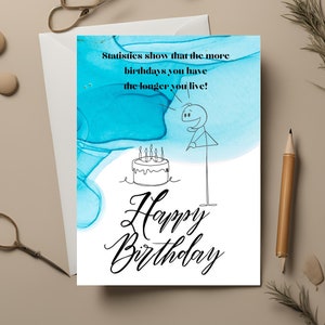 Divertida tarjeta de feliz cumpleaños para un amigo con una cita alegre, plantilla de sobre DIY, descarga instantánea - Difunde risas y alegría con
