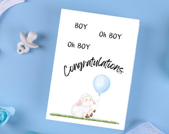 Baby Boy Congratulations card printable, baby card for baby boy congratulations, printable baby card print at home, baby shower card for boy