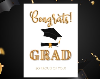Digital Graduation card for her, congratulations digital grad card for him or her, grad hat card, grad card for her or grad card for him