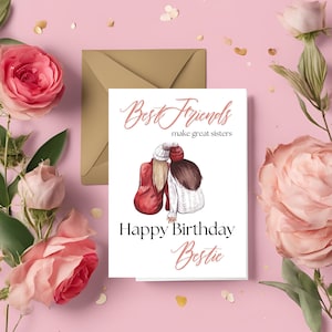 Carte d'anniversaire réconfortante Bestie pour meilleure amie comme une sœur - carte féminine imprimable, téléchargement immédiat, enveloppe DIY incluse