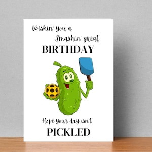 Carte de joyeux anniversaire de pickleball imprimable - carte humoristique drôle de petit chien pour ami de pickleball - téléchargement numérique - modèle d'enveloppe bricolage