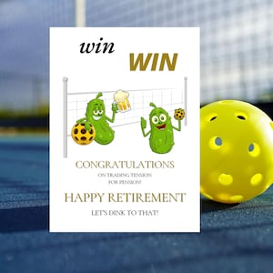 Carte de retraite pour ami de pickleball - imprimable carte de petit garçon heureuse retraite avec enveloppe bricolage, téléchargement immédiat, pour cadeau de retraite