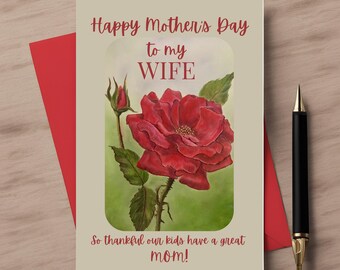 Carte de fête des mères heureuse pour femme, rose pour femme fête des mères, populaire maintenant téléchargement numérique, impression numérique de carte de fête des mères de la maison