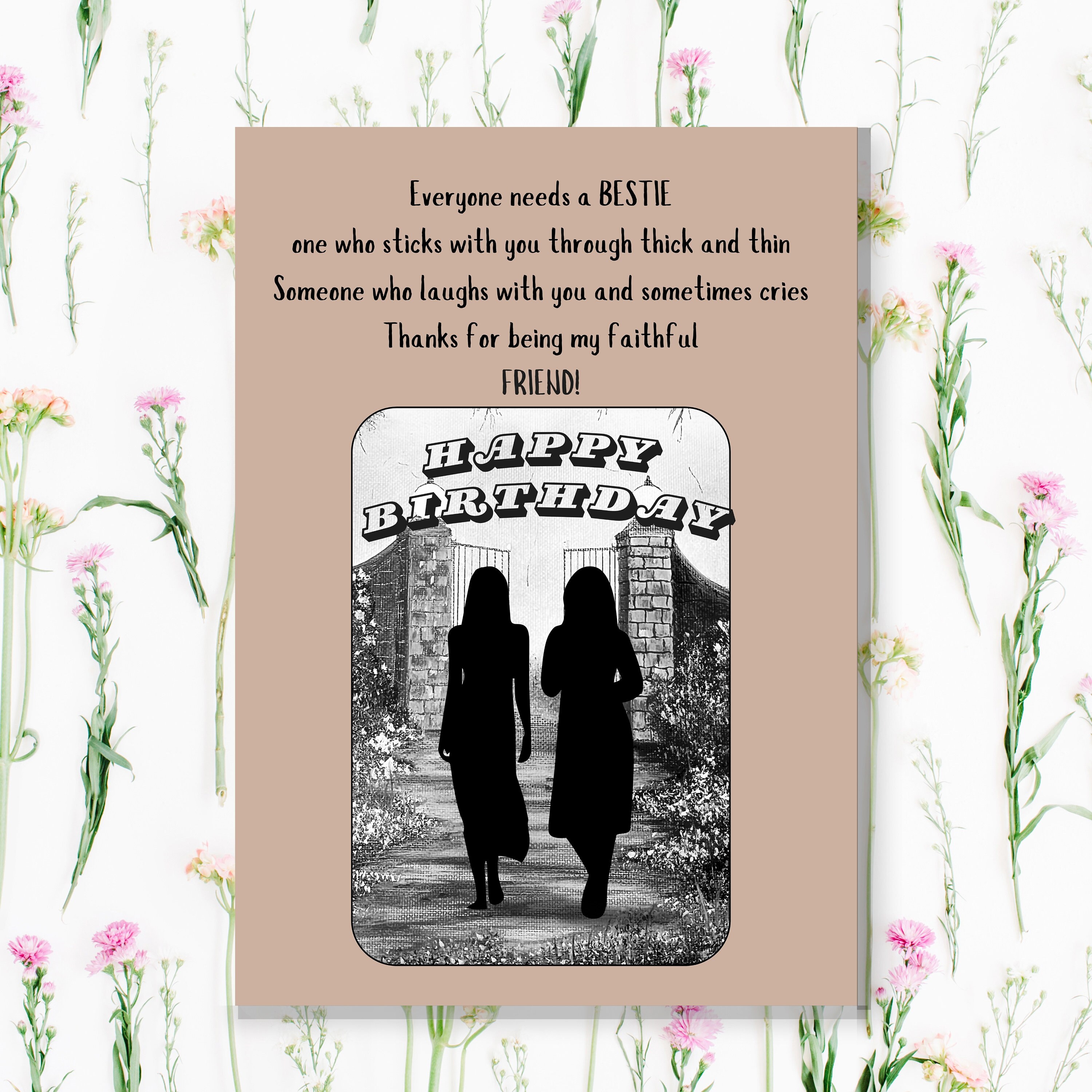 BESTIE Birthday Card, Birthday Card for Best Friend Birthday, Printable ...