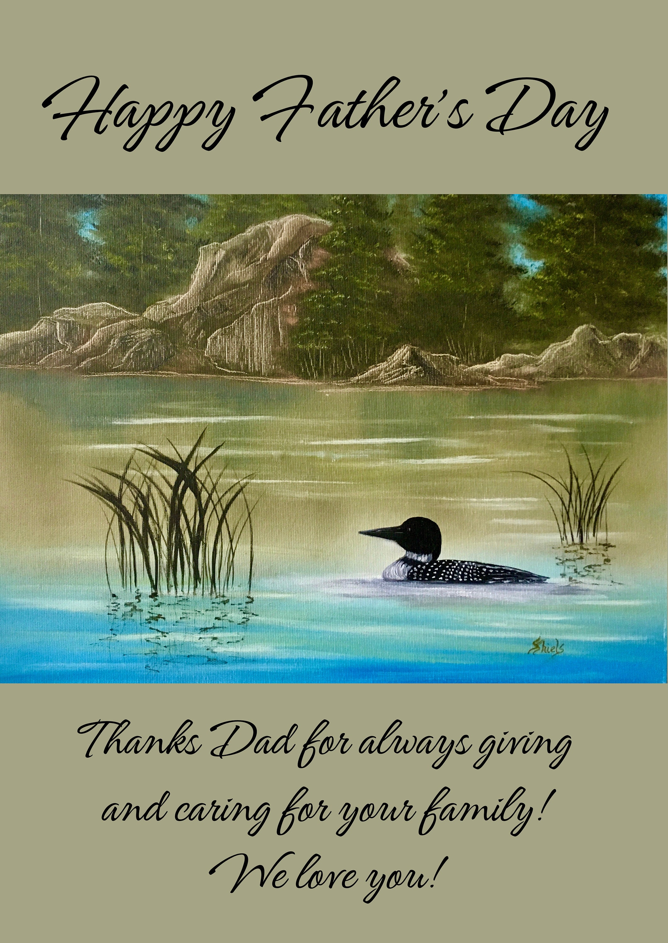 Printable Fathers Day Card Father's Day Card for Dad Loon on Lake Card ...