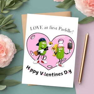 Tarjeta divertida de Pickleball para el día de San Valentín: descarga digital imprimible para ella, él, compañero de equipo: impresión instantánea, plantilla de sobre para hacer uno mismo: divertida