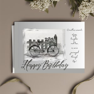 Einzigartige Sentimental Geburtstagskarte mit Fahrrad Kunst - Digitaler Download für Ehepartner, Freund, Bruder, Schwester, Bestie - Printable mit Falzlinien
