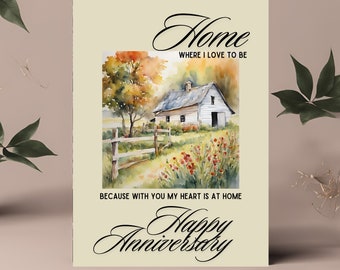 Heartwarming Printable Anniversary Card for Spouse, Instant Download, DIY Card, Romantic Sentiment, A6 Envelope Template Included