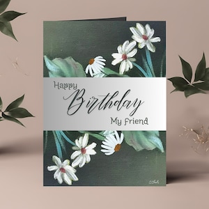 Floral Birthday Card Instant Download, Art Print for Friend, DIY Envelope Template, Printable A6 Blank Digital Card for Special Friend,