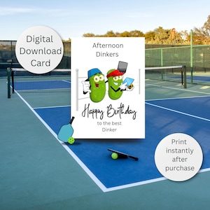 Celebre su cumpleaños con una divertida tarjeta de Pickleball: descarga instantánea, plantilla de sobre para hacer usted mismo, perfecta para un compañero de equipo o un amigo Tarjeta en blanco