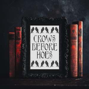 Crows Before Hoes Cross Stitch Pattern – Gothic & Art Nouveau-Inspired Design – Digital Download