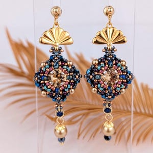 Art Deco Beaded Statement Earrings &quot;Marrakesh&quot;: Crystal & Pearl Boho Glam Dangles - Vintage Inspired Jewelry