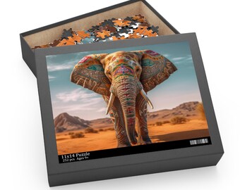 Elephant and animal's nature puzzle for kids