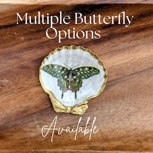 Butterfly Seashell Bridal Shower Favor: Handmade Coastal Trinket Dish