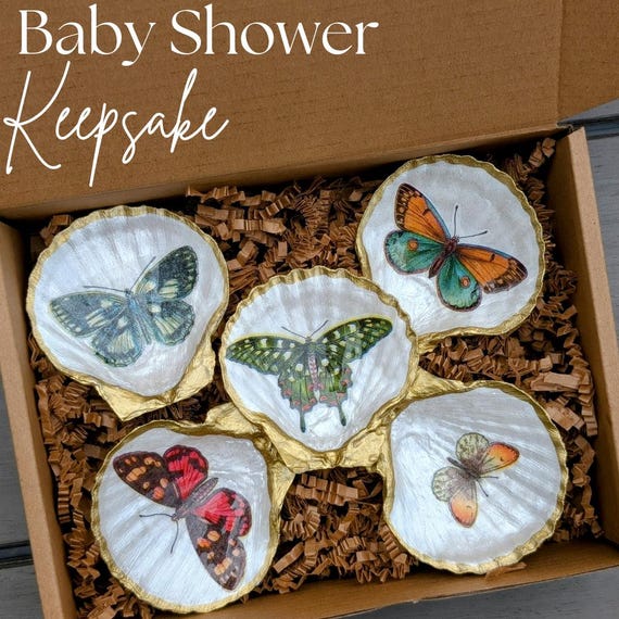 Handmade Butterfly Seashell Trinket Dish Set: Coastal Cottagecore Decor