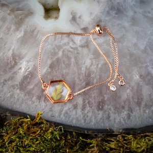 Handmade Pressed Fern Bracelet: Rose Gold Botanical Jewelry