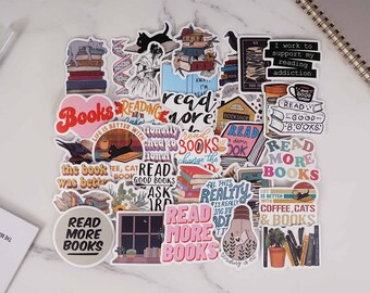 50 PCS Book Stickers for Kindle,Inspirational Reading Water Bottle Stickers for Kids Teens Students Teachers, Reader Themed Sticker Pack