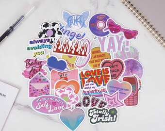 Pink Girly Coquette Aesthetic Stickers,vinyl stickers for laptop,water bottle