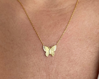 Butterfly Necklace: 14K Gold Plated Sterling Silver Pendant - Etsy