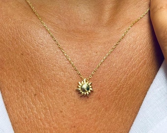 Sterling Silver Sun Necklace: Minimalist Celestial Pendant