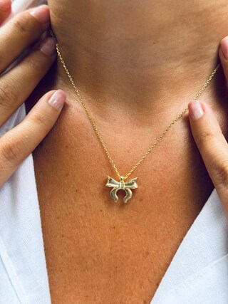 Collana Con Ciondolo Fiocco In Argento 925 - Reffeer, Gioiello Romantico Per Donna
