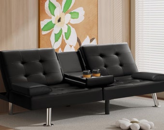 Sofa Bed Faux Leather Couch Bed Convertible Folding Recliner Living Room, Sectional sofa bed, Two Seat Sofa Bed, Loveseat Sleeper