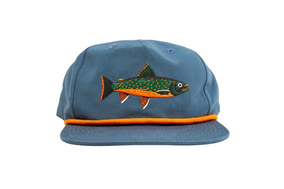 アクセサリー Fish-Ski Blue/Orange Hat Dolly Varden Fish Hat Rope Hat 100% Polyester Fly Fishing One Size