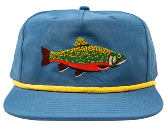 Brook Trout Hat Fly Fishing Native Fish Rope Snapback One Size Fits All - Great Fathers Day Gift For Fly Fishermen