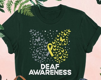 Deaf Awareness Shirt, Deaf Butterfly Shirt, Hearing Impaired Shirt, Gift For Deaf, Deaf Support Shirt, Hearing Disorder Shirt,Deaf Community