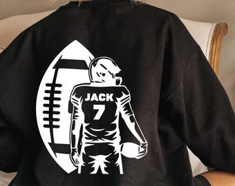Custom Football Sweatshirt, Football Sweatshirt Gift, Highschool College Football Hoodie, Gift for Football Player, Custom Number Name Sweat