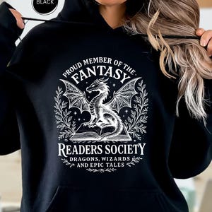 Dragon Book Lover Sweatshirt, Fantasy Reader  Society, Bookworm Dragon Hoodie, Cute Bookish Gift, Librarian Teacher Hoodie, Bibliophile Tee