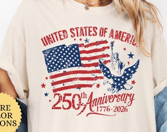 Comfort Colors USA 250th Anniversary Shirt, 1776-2026 American Flag, Fourth of July Tee, Patriotic Gift, Independence Day Tee, America Shirt